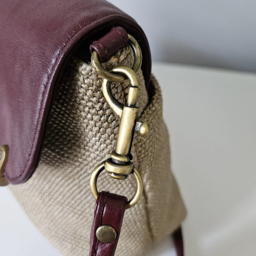 Vintage Etienne Aigner Shoulder Bag Jute & Leather Bag/ Clutch - Picture 5 of 15